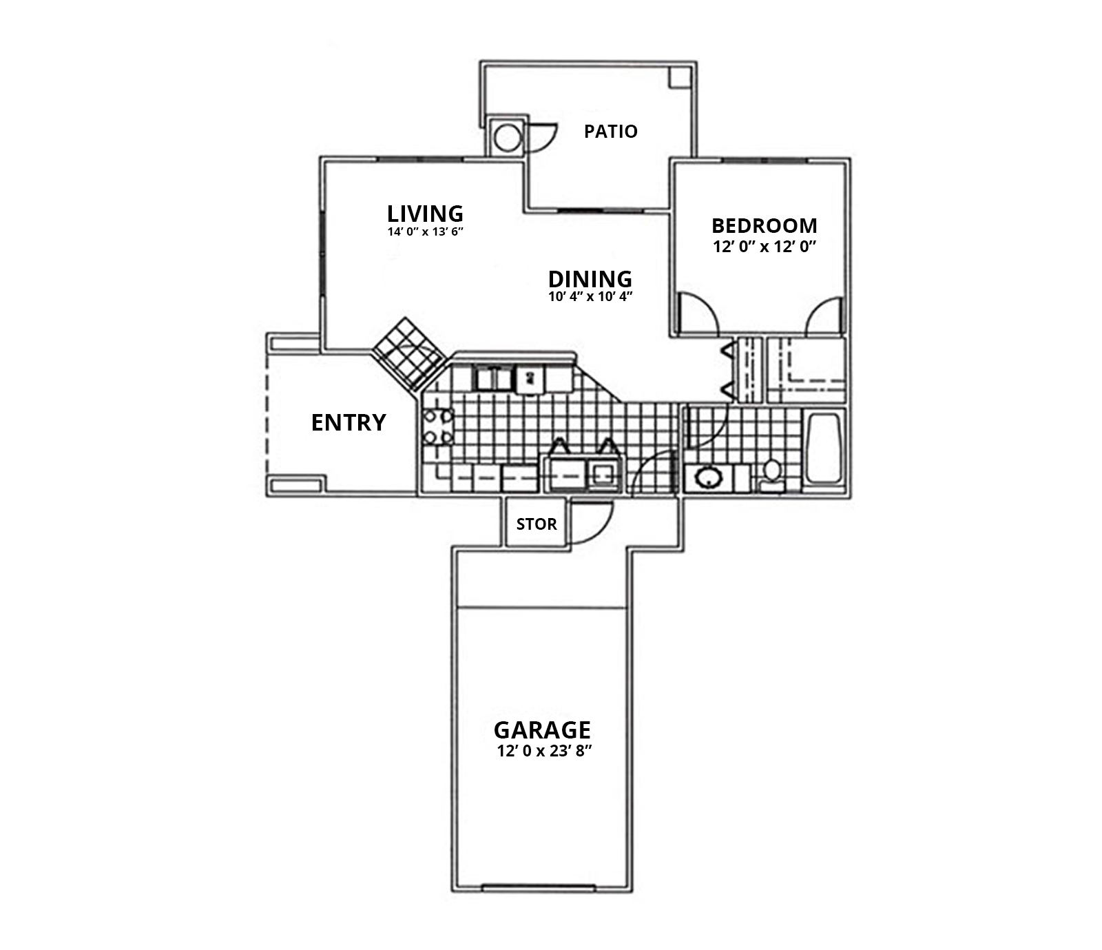 Plan 800 1 Bedroom, 1 Bath, 1 Car Garage