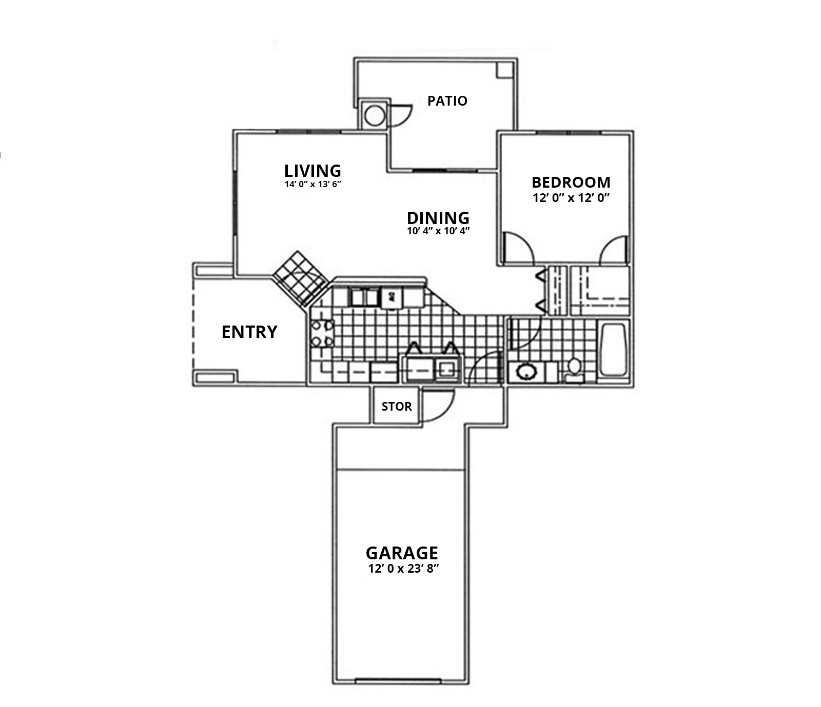 Plan 906 1 Bedroom, 1 Bath, 1 Car Garage